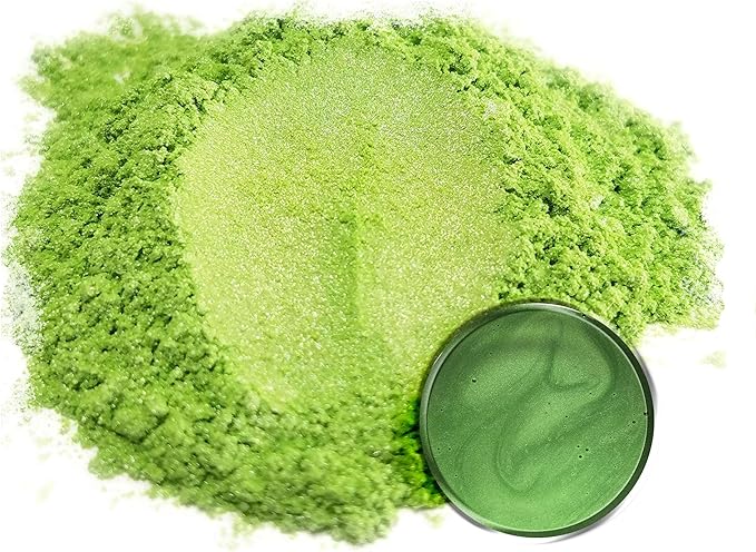 Eye Candy Pigments Premium Green Mica Powder - Green Tea (50gr) - for Epoxy, Resin, Soap, Paint, Woodworking, Acrylic Pouring, Bath Bombs, Fishing Lures - DIY Arts and Crafts Additive