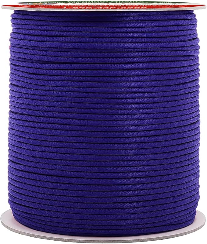Mandala Crafts 2mm 109 Yards Dark Indigo Cotton Waxed Cord for Jewelry Making Bracelet Cord Waxed String - Beading String Thread Jewelry Cords for Necklaces String
