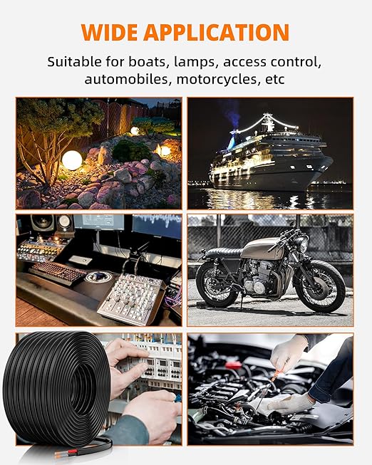 18 Gauge Wire, 18 AWG 2 Conductor Electrical Wire, Flexible/Oxygen-Free Tinned Copper/Stranded PVC 18/2 Cord for Automotive, Marine, LED Strips, Solar, RV, Lighting (50FT)