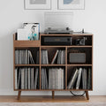 Cozy Castle Large Record Player Stand, Vinyl Storage Cabinet Mid Century Modern Turntable Stand Media Console Table Open Shelf Cube CD Album Holder Organizer for Living Room, Office, Brown