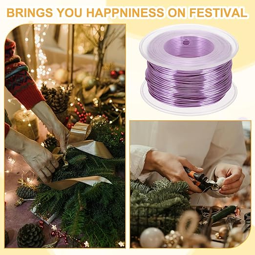 uxcell 18 Gauge / 1mm Anodized Aluminum Wire for Jewelry Craft Making, 102 Feet Bendable Flexible Wire for DIY Home Decor Gardening Sculpture, Light Purple
