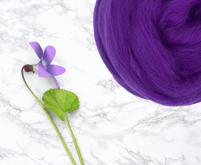 Revolution Fibers Merino Wool Combed Top | 1 lb Premium Wool Roving | 22 Micron, Best Merino Wool for Spinning, Tapestry, Needle Felting, Big Yarn Roving and Wall Hangings (Violet)