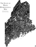 Muir Way Hydrological River Map of Maine - Watershed Topographic Wall Art for Home, Office, or Travel Decor - Unframed Flat Paper Print, 24x30