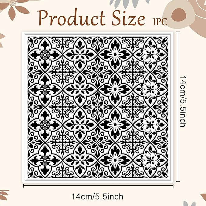 CHGCRAFT Mandala Pattern Polymer Clay Texture Sheet Retro Tile Pattern Silicone Texture Mat for Polymer Clay Making Earrings Jewelry DIY Crafts 5.5 × 5.5 Inch