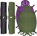 SIQUK 2 Pieces Octopus Dice Rolling Tray PU Leather Dice Mat Folding Scroll Dices Holder Trays for D&D RPG Games (Dark Green, Violet)