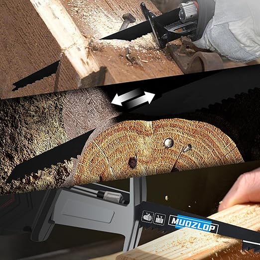 10 Pack 9 inch Reciprocating Saw Blades Set,6/12 TPI High Carbon Saw Blades, Woodcutting Saw Blades with Organizer Case (10, 6/12TPI/225mm)