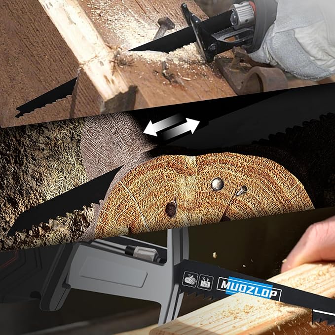 25 Pack 9 inch Reciprocating Saw Blades Set,6/12TPI High Carbon Saw Blades, Woodcutting Saw Blades with Organizer Case (25, 6/12TPI/225mm)