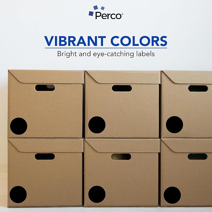 Perco Black 3-Inch Perforated Circle Dot Sticker Labels — 10 Rolls, 5,000 Round Stickers — with Permanent Adhesive for Moving Boxes, Sale Signage, Displays, Status Messaging—Made in USA