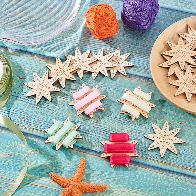 PH PandaHall 20pcs Embroidery Thread Organizer 2 inch Sewing Thread Winder Wood Bobbins Card Thread Storage Floss Keeper Starfish Shape Thread Holder for Sewing Projects Crochet Needlework Tool