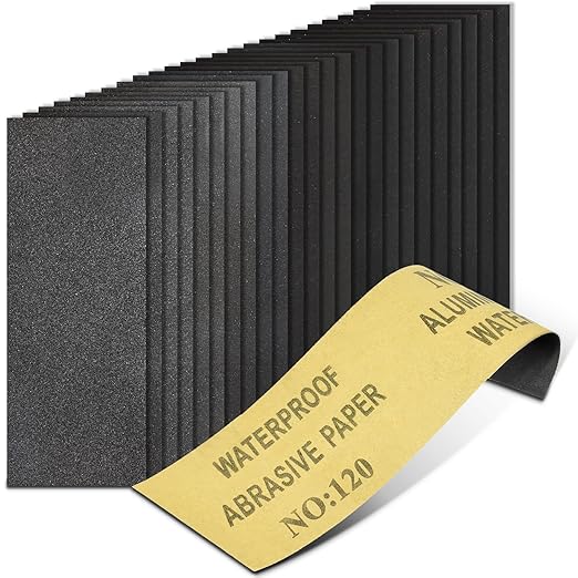 20PCS Sand Paper 120 Grit Sandpaper Sheets, 9 x 3.6 Inch Wet Dry Sandpaper Sheets, Sand Paper for Metal, Wood Furniture, Automotive and Crafts