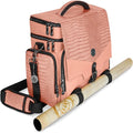 ENHANCE Collector's Edition RPG Adventurer's DnD Bag - Dragon Hide Exterior Travel RPG Bag with Tabletop Miniatures Storage Vault, Mat Holder, DnD Dice & Token Pockets, Fits 4-8 Books (Dragon Pink)