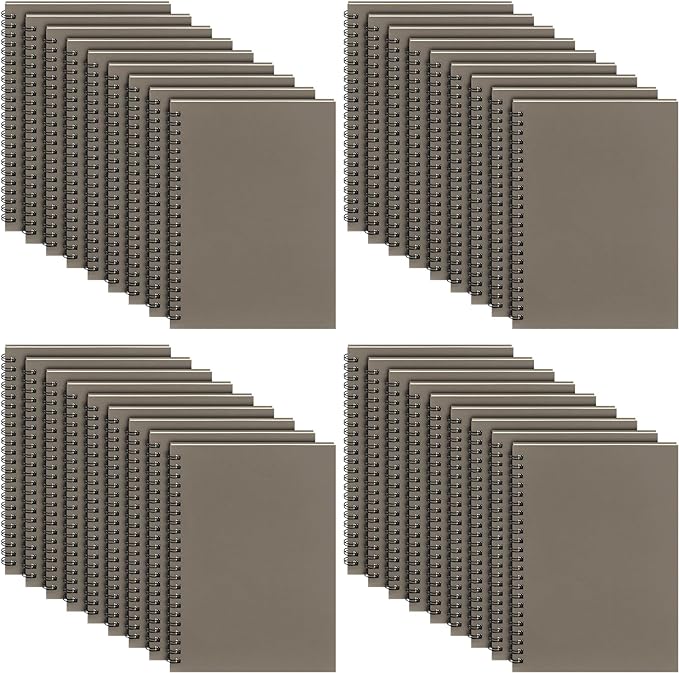 Yahenda 36 Pcs Spiral Notebook Bulk A5 Journal Lined 8.3'' x 5.5'' Writing Composition Paper Small Notepad Subject Notebook for Students Office Business Back to School Supplies (Dark Gray)