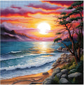 Xinpinzhou Seaside Landscape 11ct Cross Stitch Kits, 11 CT Funny Pre Printed Counted Stamped Cross Stitch Embroidery Needlepoint Patterns Kits for Beginners Adults Crossstitch 40x40 cm