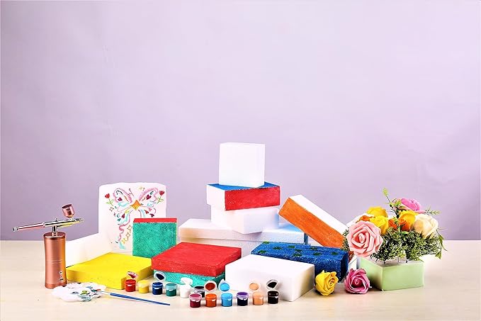 AMZQNART 8 Pack Crafts Foam Blocks, 4x4x2 Square Polystyrene Foam Bricks for Art Sculpting, Flower Arrangements, Sculpture, Modeling, School and Home DIY.