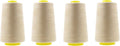 Mandala Crafts 4 Pack of Serger Threads Cones Spools - 40S/2 24000 Yards Polyester Cream Threads for Sergers Machine and Overlock Quilting Sewing Machine