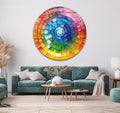 My Photostation.com 24''(60cm) Diameter Radiant Spiral Spectrum Round Glass Wall Art Tempered Glass Printing Wall Decor Large Wall Art Wall Hangings