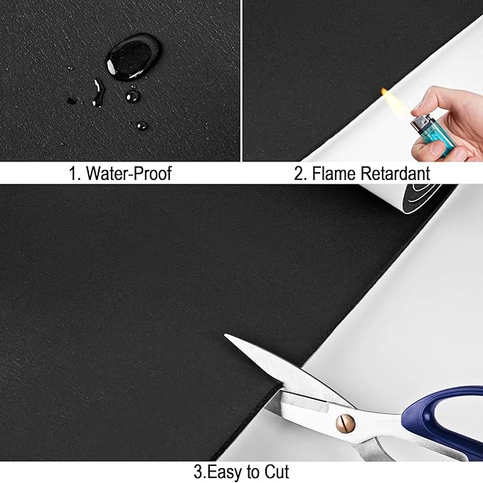Neoprene Sponge Rubber Foam Sheets with Adhesive Backing, 12" x 60" x 1/16" Black Foam Roll Insulation Board Soundproof Neoprene Mat, Great for Cosplay Padding, DIY, Gaskets, Costume, Crafts