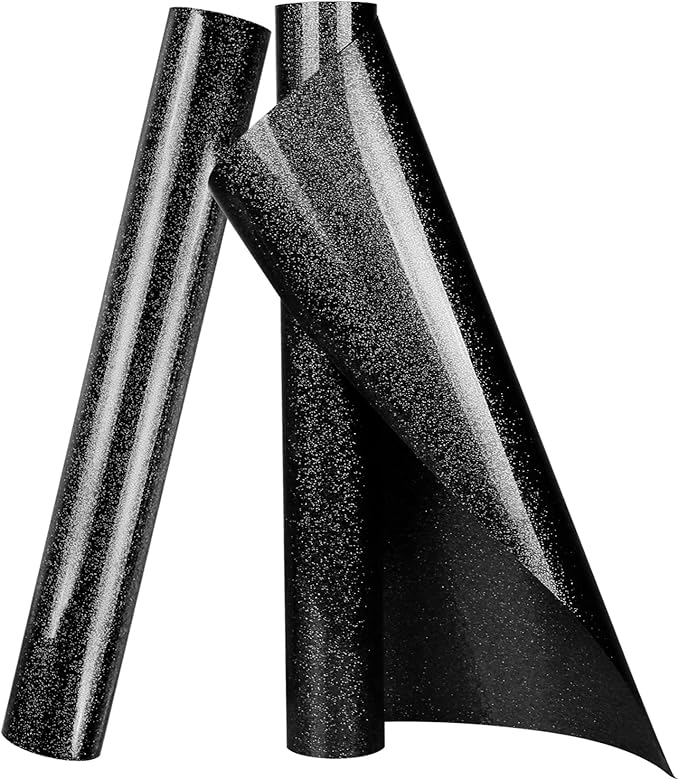 TORC Black Glitter HTV Heat Transfer Vinyl Roll 12 inch x 10 ft Iron on Vinyl for T Shirts Crafts