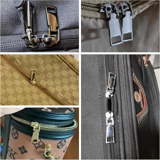 AKTIOIN Metal Zipper Repair Kit for Jackets, Luggage, Bags, Backpack, No Sewing Required Detachable Zip Heads Zipper Pull Replacement (Golden, #5)
