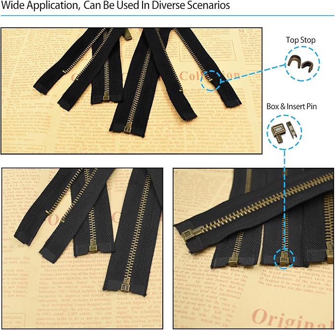 80pcs Metal Zipper Insertion Pin Kit Zipper Head Slider Accessories Stopper Repair Latch Slider Retainer Open-End Bottom Top Stops for Jackets Coats 4 Colors DIY Sewing Replacement, 4 Sizes