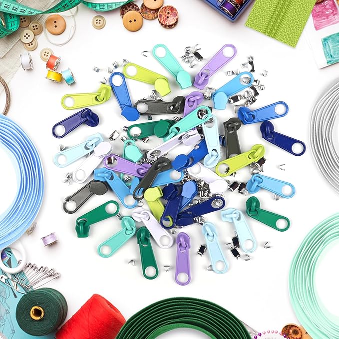 DOITEM 31 Yards / 28 m 10 Pieces Sewing Zippers #3 Nylon Coil Zippers Assorted Zipper for Sewing with 40 Zipper Sliders for DIY Tailor Sewing Crafts Supplies, 10 Color