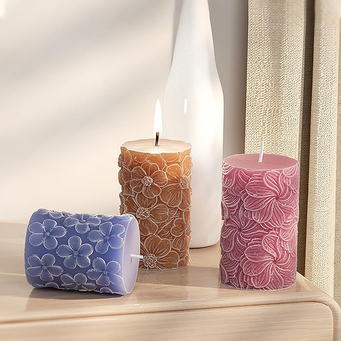Cylinder Molds Silicone Wave Spiral Candle Mold - Silicone Resin Casting Molds for Candle & Resin & Soap Craft Supplies (cr-Petal-x5)