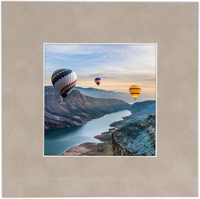 Pack of Ten Acid Free 8x10 Mats Bevel Cut for 5.5x8.5 Photos - Light Grey Suede Precut Matboards With Backing Boards and Self Seal Photo Mat Bags For Pictures, Photos, Framing - 4-ply Thickness