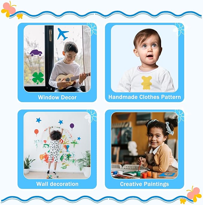 24 Pieces Stencils for Kids,Large Drawing Stencils Chalk Template,8 Inches Washable Shape Template Kit for Crafts,Painting Drawing for Kids Toddlers Preschool(Animal, 8 inch)