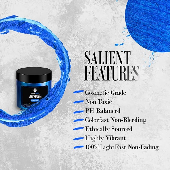 Royal Blue Mica Powder for Epoxy Resin 56g / 2oz. Jar - Techarooz 2 Tone Resin Dye Color Pigment Powder for Lip Gloss, Nails, Colorant for Slime Bath Bombs Soap Making & Polymer Clay