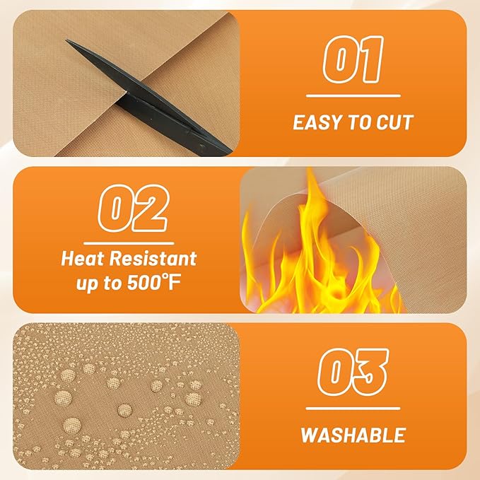 Svaldo Teflon Sheets for Heat Press 16x24, 10 Pack, Heat Press Paper for T Shirts, Hat, Reusable Non Stick PTFE Teflon Sheet, Iron Transfer Paper for Sublimation Machine, Craft & Baking