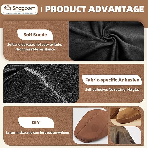 Suede Repair Patch, Large Fabric Repair Tape, Self-Adhesive Fabric Patches for Furniture, Couch, Sofa, Car Interior, Shoes, Hand Bag, Clothing (Dark Brown, 3.5X79 Inch)