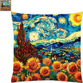 Fanxvivy Stamped Cross Stitch Kits for Adults Beginners Pillow Needlepoint Kit with Embroidery Pattern Needlework Kit Prestamped Stitches Kit 11CT Cross Stitching-Van Gogh Sunflowers 18x18 inch