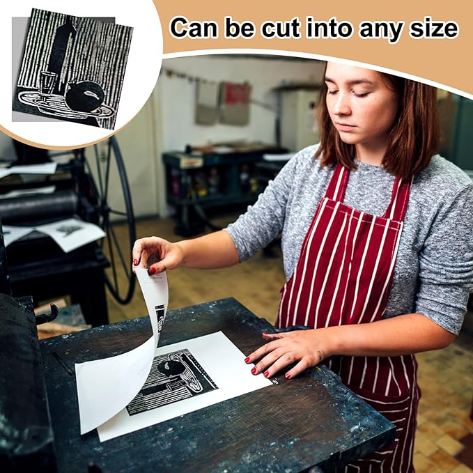 Yeaqee 12 Pcs 12 x 12 Inch Linoleum Block Rubber Carving Block Soft Linocut Blocks Large Linoleum Sheet Unmounted Lino Plates for Engraving Art Project Printmaking Artist Studio Supplies, Gray