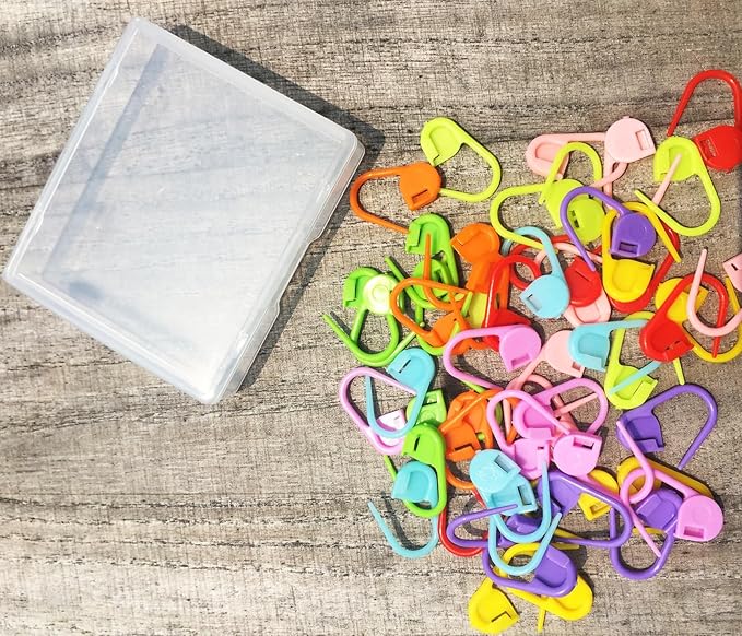 JOSDIOX 60-Piece Crochet Knitting Markers - Locking Stitch Pins, Plastic Safety Pins, Weave Stitch Counter for Clips Yarn (10 Colors)