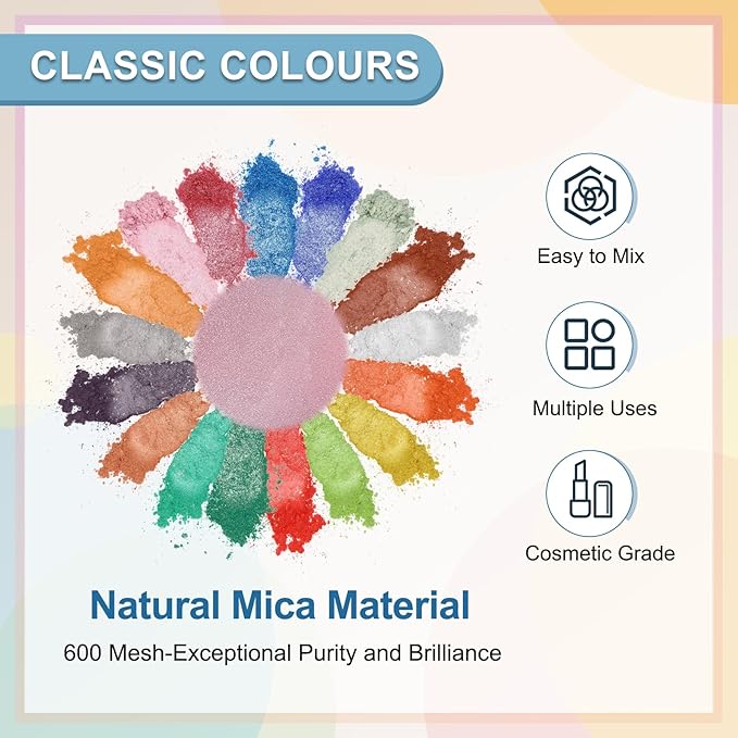 uxcell 10g/0.35oz Cosmetic Grade Mica Powder, 600 Mesh Mica Powder Natural Resin Epoxy Pigment Powders for Casting Resin, Candle Dye, DIY Nail Polish and Lip Gloss, Light Pink