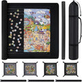 Puzzle Mat Roll Up with Drawstring Storage Bag, Portable Saver Pad 46” x 26” Up to 1500 Pieces with Non-Slip Rubber Bottom & Smooth Top + 4 Puzzle Sorting Trays & Travel-Friendly Storage Bag