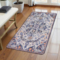 Lahome Bohemian Floral Medallion Runner Rug - 2x4 Blue Soft Bathroom Rug Runner Entry Way Mat, Washable Non Skid Laundry Room Carpet Runners for Living Room Dining Room Kitchen Entrance