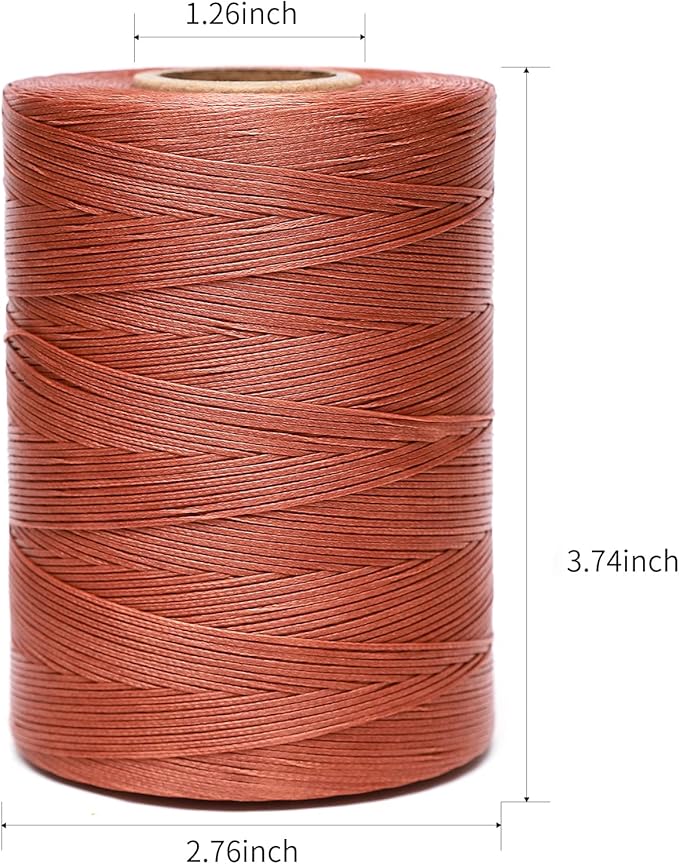 Waxed Thread,852Yards 150D 0.8mm Flat Polyester Wax Thread for Hand Sewing Leather Craft DIY Projects Shoes Repair Book Binding(Yellow Brown)