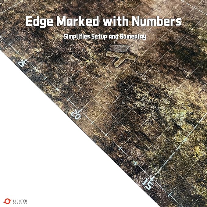 44'' x 60'' Battle Mat Gridded War-Gaming Mat for WHAoS - Made of Synthetic Leather, 1.1mm Thickness (Blighted Gloommoor)