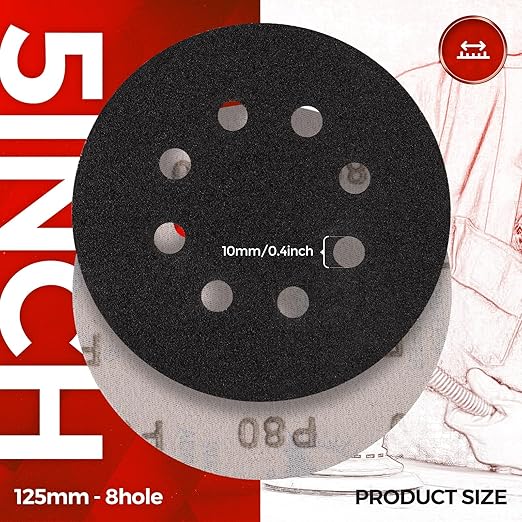 100PCS 5 inch Silicon Carbide Sanding Discs 240 Grit, Wet Dry Orbital 5 Sander Hook and Loop Sandpaper Disc, Best for Metal,Automotive,Wood Polishing