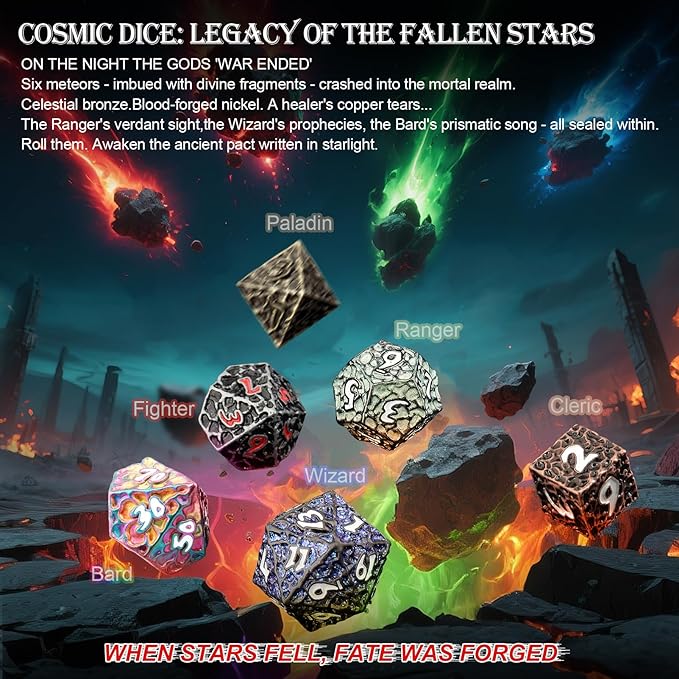 Haxtec DND Dice Set Metal Dice Compatible with Dungeons and Dragons D&D Gift TTRPG Antique Iron Red Polyhedral Dice