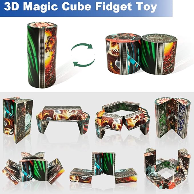 3D Flips Magic Cube Set, 3 Pack Infinity Cube Fidget Toys, Transforms Puzzle Cubes for Stress Anxiety Relief and Kill Time, Nice Gifts for Kids and Adults