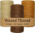 Waxed Thread 3X Wax Thread, 65 Yardx0.8mm Wax String, 150D Waxed Leather String in Cream, Tan and Brown, Perfect Dream Catcher Supplies