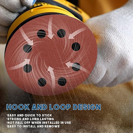 5 Inch 8 Hole Sanding Discs, 150 PCS 80 Grit Hook and Loop Sandpaper, Round Aluminum Oxide Sand Paper Discs for Random Orbital Sander