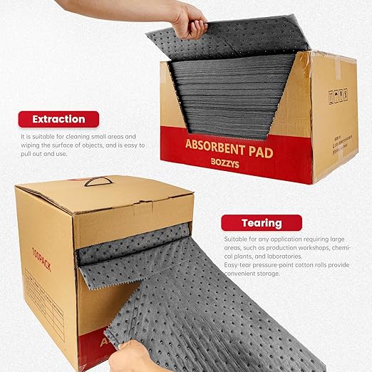 Universal Absorbent Pads Roll | 16"x20" Water Absorbent Mat 100-Pack | Industrial Spill Control for Liquids Leak(16 Gal/Box) | Oil Absorbing Rolls
