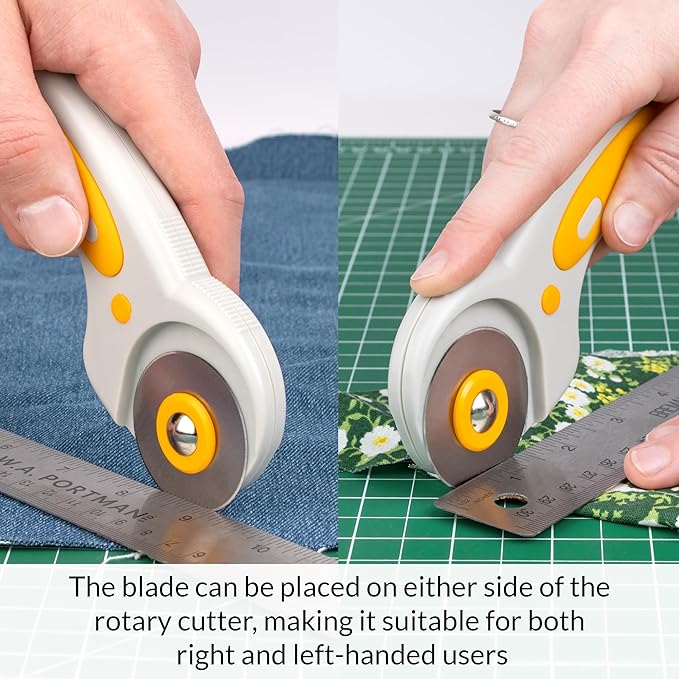 WA Portman Self Healing Cutting Mat & Rotary Cutter for Fabric Set – 24x36 Sewing Cutting Mats for Crafts with 45mm Fabric Cutter Wheel & 5 Rotary Blades – Quilting & Sewing Supplies Kit