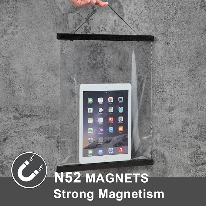 WITCOLOR Magnetic Poster Hanger Frame, 19x13 19x25 19x27 Poster Frame Wooden Magnetic Hanging Kit for Walls Map Picture Diamond Painting Canvas Artwork (Black)