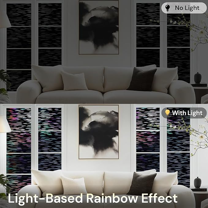 rabbitgoo Window Privacy Film, Total Blackout Window Film, Stained Glass Heat Control Glass Thermal Sticker, Room Darkening Door Cover, Anti-UV Privacy Cling with Installation Tools, 35.4" x 157.4"