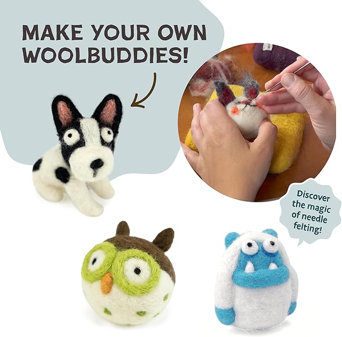 Woolbuddy Needle Felting Wool, Carded Core Wool, White Roving for Wet Painting, DIY Dryer Balls, Felting Pads, Supplies, and Bulk Chunky Yarn (15.7oz)