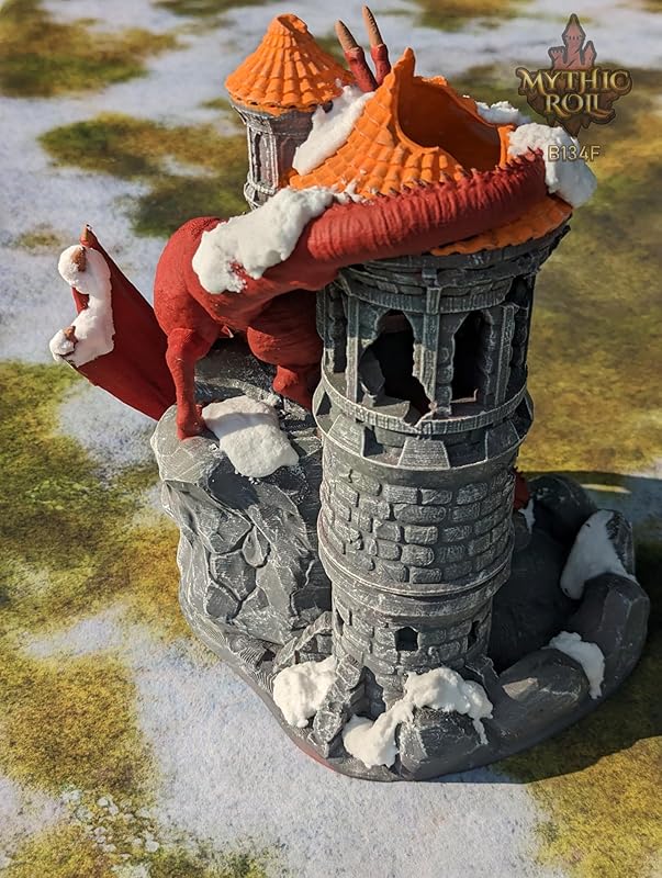 Dragon 3D Printed Dice Tower - Mythic Roll Collection - Unchained Games - Ascend to New Heights with your Rolls! (08.) Orange)